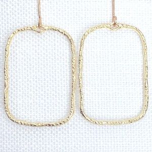 New Textured Dangling Geometric Round Rectangle Hoop Frame Earrings Unique Gifts